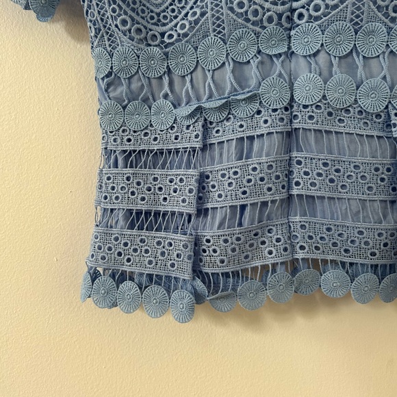 MAJE
Loseray Embroidered-lace Top In Blue Size 2 - Picture 10 of 16